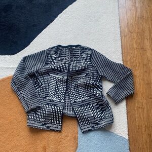 Black and White Geometric Knit Jacket Jacket 📐🖤